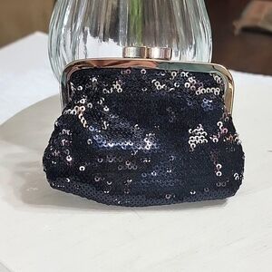 Victoria's Secret Angel Forever Black/Silver Sequin Kisslock Change Coin Purse